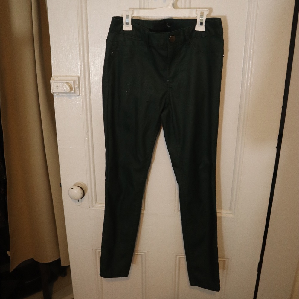 H&M Dark Green Shimmer Skinny Jeans